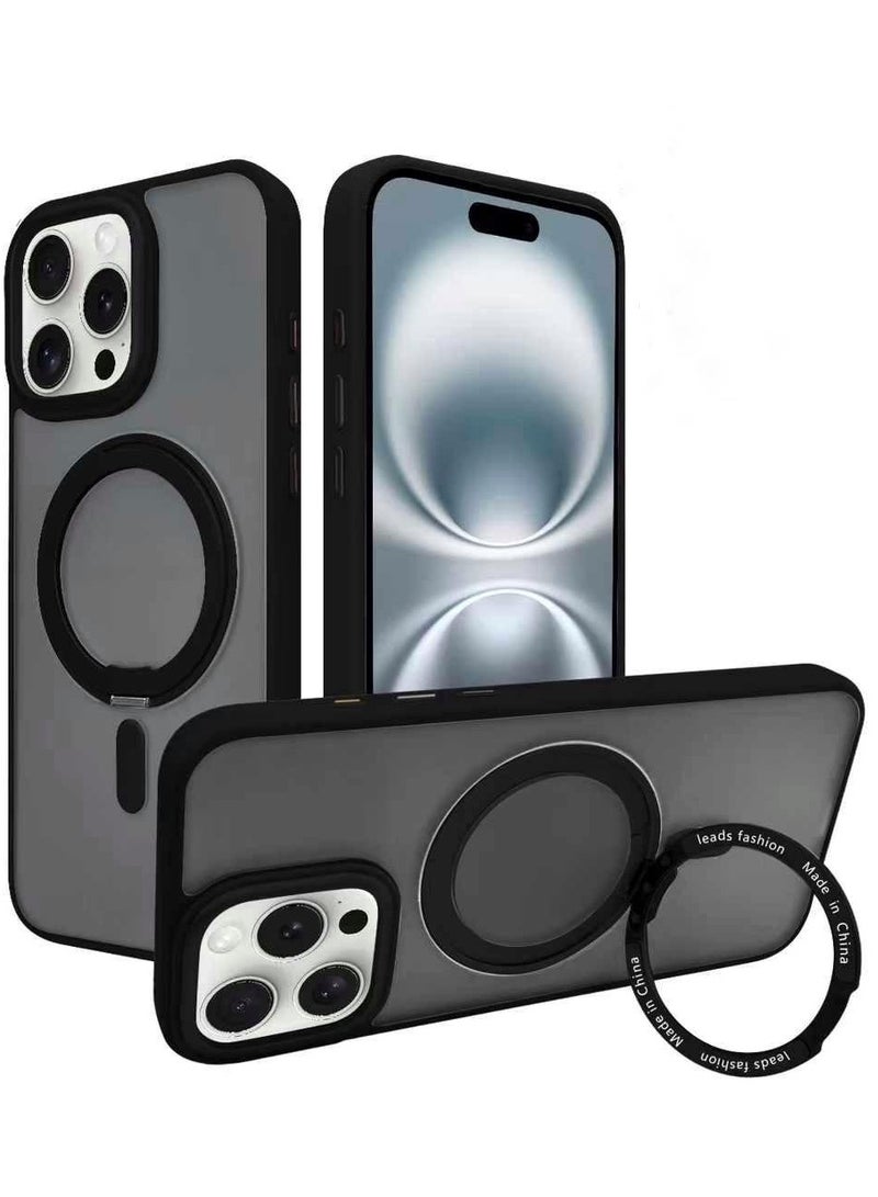 umbrella iPhone 14  MagSafe Case with Magnetic Invisible Stand,【Full Shockproof Protection】Matte Back Phone Cover with Magnet Kickstand for Apple 14  black - Image 1