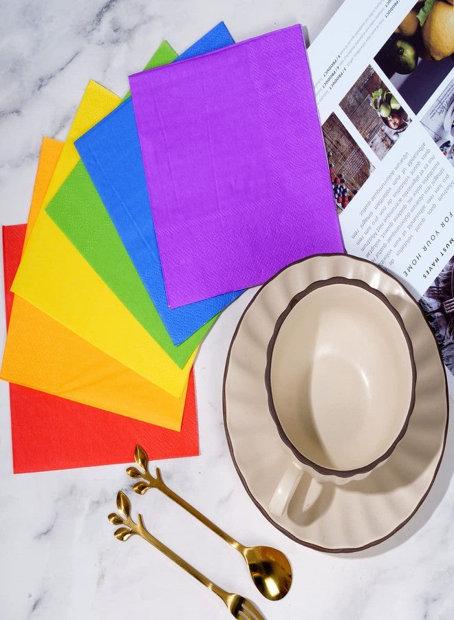 Heliltd 120Pcs Cocktail Napkins Rainbow Colorful Tissue Napkin Beverage Luncheon Paper Napkins Party Decoration, 6 Colors - Image 4