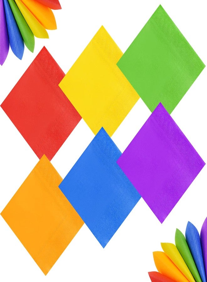 Heliltd 120Pcs Cocktail Napkins Rainbow Colorful Tissue Napkin Beverage Luncheon Paper Napkins Party Decoration, 6 Colors - Image 1