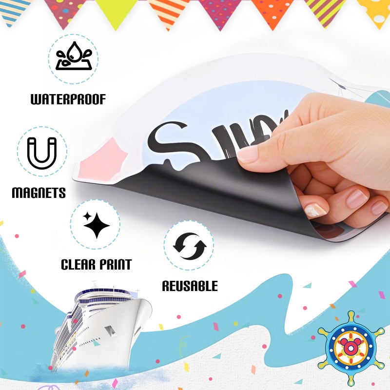 RiVolTa Birdthday Cruise Door Decorations - 16 Pcs Mouse Ship Cabin Magnetic Stickers Large Funny Anchor Cute Cake Magnets Stateroom Sign Decals Accessories for Carnival Summer Party Fridge Cars Decor - Image 3