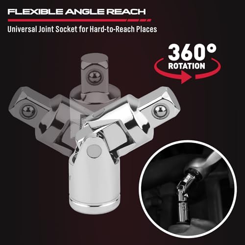 SEDY مجموعة قضبان تمديد مفاتيح الربط 4 قطع 3/8 بوصة، مجموعة تمديد مفاتيح احترافية تشمل تمديدات 3 و 6 و 10 بوصة ومفاتيح ربط عالمية 3/8 بوصة، مصنوعة من فولاذ Cr-V عالي الجودة - Image 4