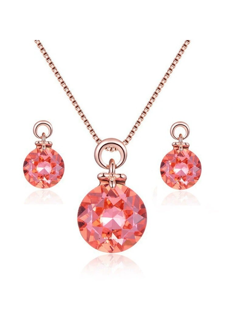 Goolsky طقم قلادة وأقراط كريستالية من قطعتين - مجوهرات مستوحاة من الفواكه الهندسية للنساء، للارتداء اليومي الجذاب