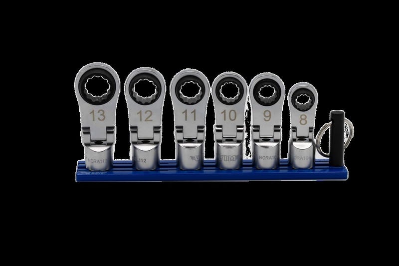 VIM 6 PC. 12PT Nano Flex Offset RATCHETING Attachment Set - 3/8" Drive (8-13MM)