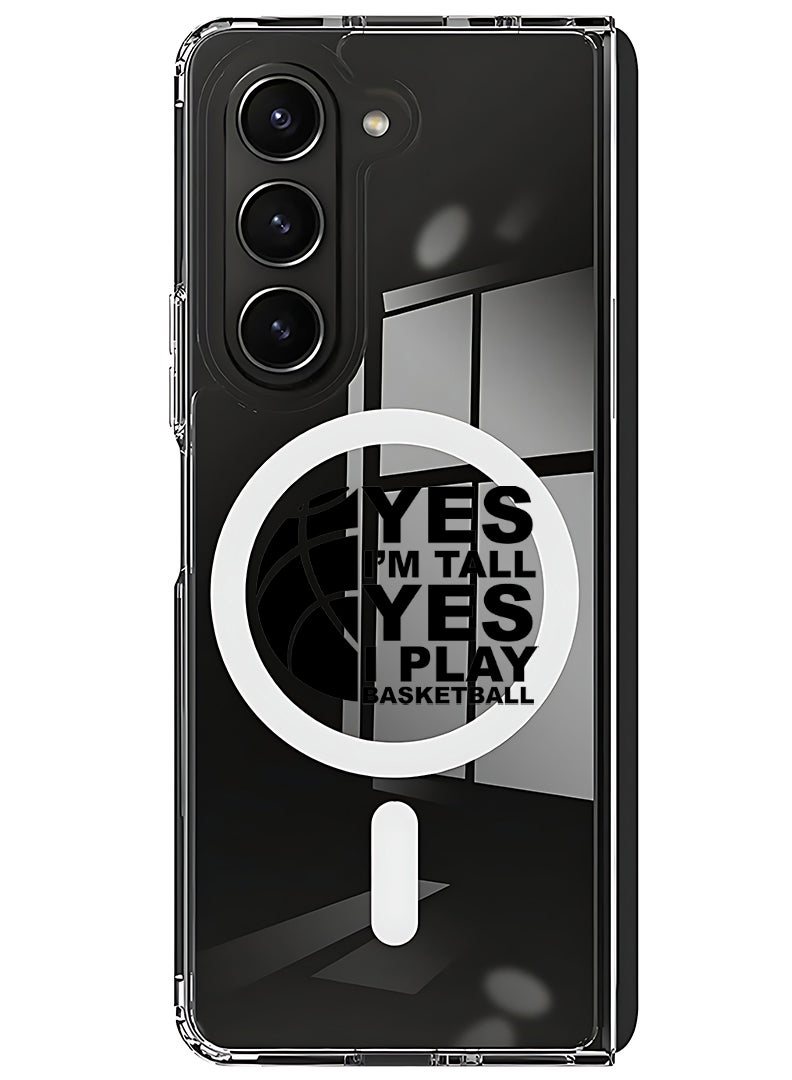 Theodor Magnetic Case for Samsung Galaxy Z Fold 5 Compatible with MagSafe Wireless Charging, Shockproof Phone Bumper Cover Basketball black - Image 1