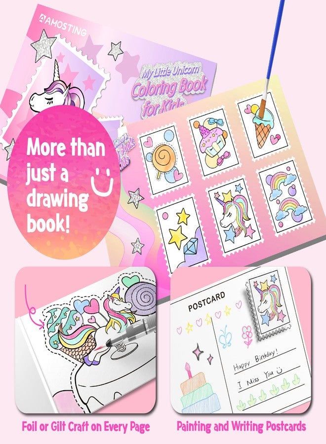 AMOSTING Paint with Water Unicorn Coloring Books for Toddlers,Water Color Paint Set for Teens, Arts and Crafts for Girls Boys Ages 3 4 5 6 7 8+, Birthday Christmas Gift,Travel Toys - Image 2