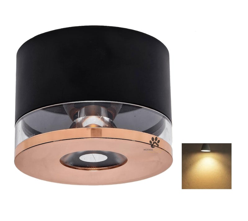 Mufasa 6 Watts Black Rose Color LED Round Surface Light Cylindrical Shape Indoor Ceiling Mounted Spot Light Down Light Aluminum Body (5.5CM Height) (Warm White) - Image 4