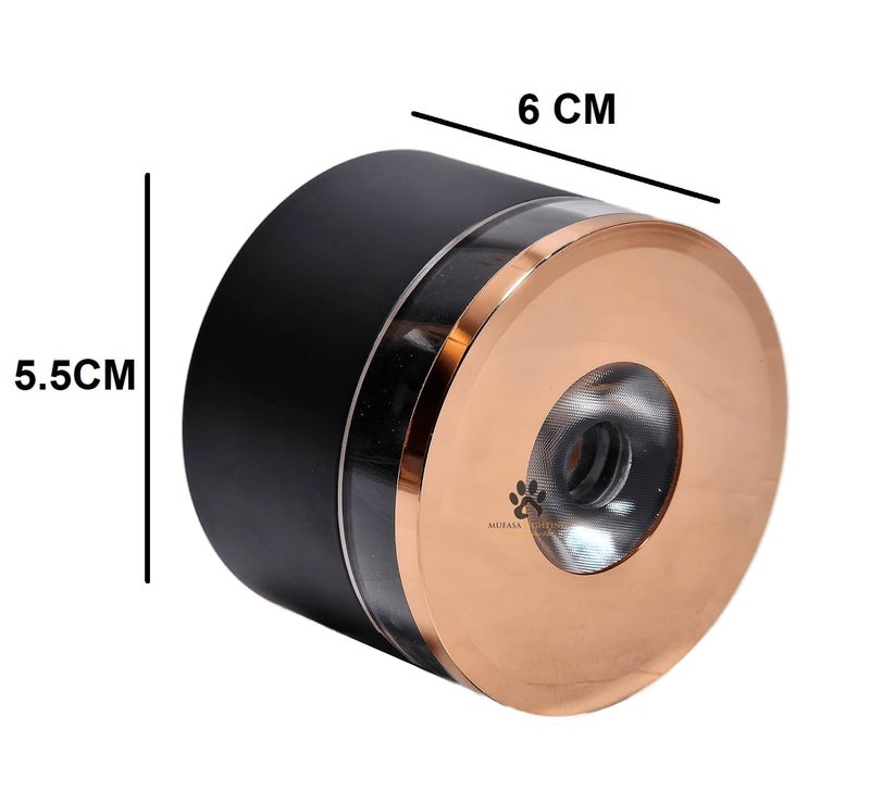 Mufasa 6 Watts Black Rose Color LED Round Surface Light Cylindrical Shape Indoor Ceiling Mounted Spot Light Down Light Aluminum Body (5.5CM Height) (Warm White) - Image 2