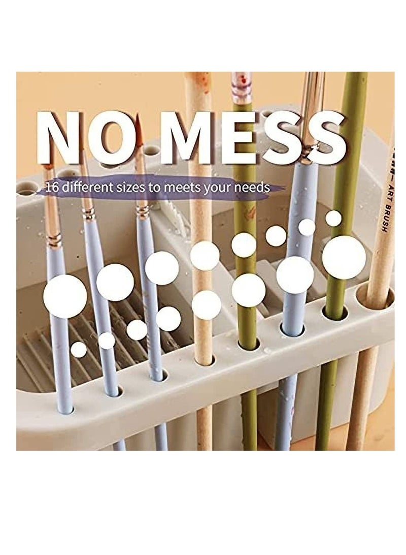 Excefore Multi Use Paint Brush Basin with Brushes Holder Washer Trays Palette Box Artist Cleaner Cup for Watercolor Oil Acrylic Gouache Painting Lid - Image 5
