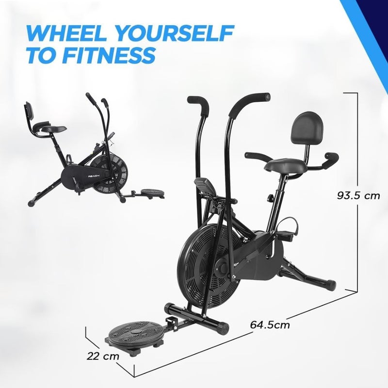 Air Bike Exercise Cycle With Moving Handles and Adjustable Cushioned Seat No-Cost EMI Available - Image 2