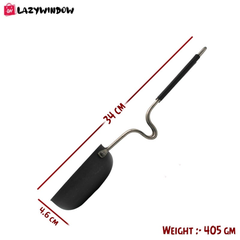 LAZYwindow مقلاة تادكا من الحديد بمقبض فولاذي، قطر 12 سم، أسود - Image 4