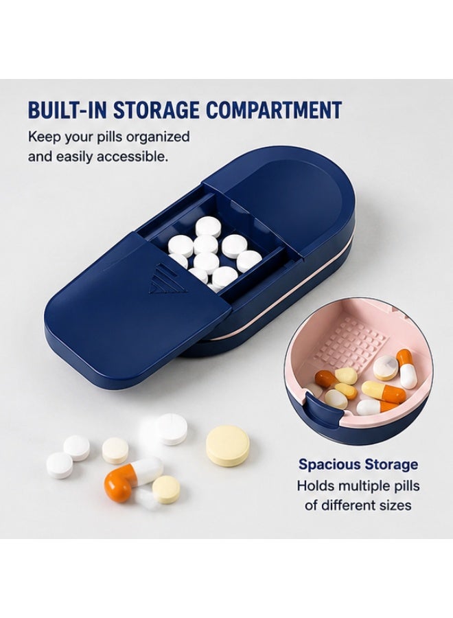Portable 2-in-1 Pill Cutter & Medication Storage Box – Precision Tablet Splitter for Small & Large Pills – Compact Organizer for Daily Use & Travel - Image 3
