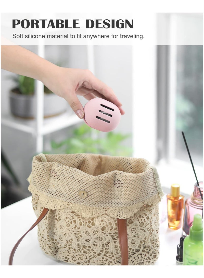 GNAFOTU Makeup Sponge Holder,2PCS Double-sided Breathable Silicone Beauty Blender Case for Travel,Shatterproof Beauty Blender Holder for All Sponges Sanitary Reuse Easy to Carry,Khaki+Pink  - Image 5