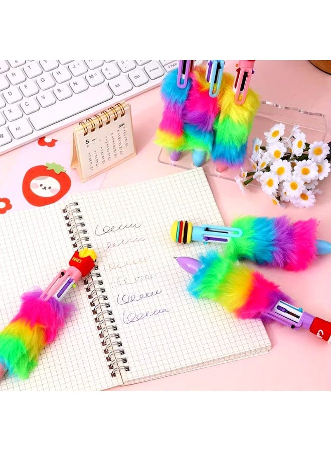 Feel Home Six-color 0.5mm ballpoint pen, burger and fries design, multi-color furry pen, creative gift, perfect back-to-school present (1 piece) - Image 3