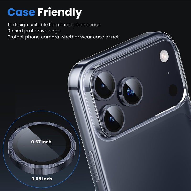 WSKEN for iPhone 17 Pro/iPhone 17 Pro Max Camera Lens Protector - [Original Shooting Mode] Shatterproof Metal HD Tempered Glass Camera Screen Protector Cover Film for iPhone Accessories - Image 4