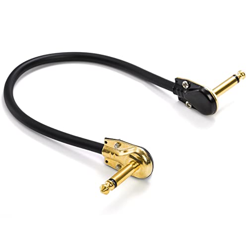 AVLA 4 Pack Guitar Patch Cables, 12 inch Flat Low Profile Pedal Instrument Cable, Right Angle Golden Pancake Connector for Effects Pedal Board, Guitar Accessories, Ultra Flexible and Durable - Image 4