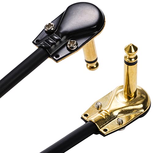 AVLA 4 Pack Guitar Patch Cables, 12 inch Flat Low Profile Pedal Instrument Cable, Right Angle Golden Pancake Connector for Effects Pedal Board, Guitar Accessories, Ultra Flexible and Durable - Image 3