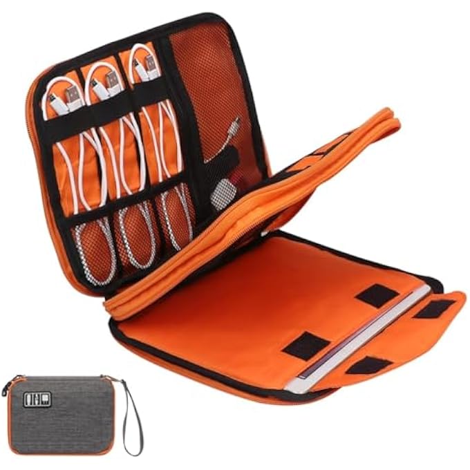 rayihni ELECTRONIC ORGANIZER, WATERPROOF TRAVEL ORGANIZER CASE WITH MULTIPLE COMPARTMENTS, COMPACT CABLE ORGANIZER POUCH FOR CHARGERS, CORDS AND SMALL ELECTRONICS, PERFECT FOR MEN AND WOMEN - Image 1