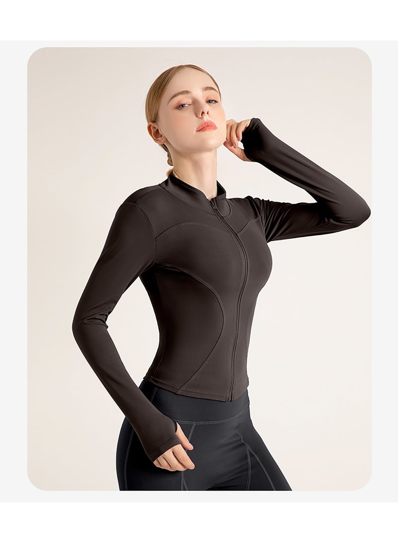 Women's Tracksuit Jacket Slim Fit Long Sleeved Fitness Coat Yoga Tops with Thumb Holes Gym Jacket Workout Sweatshirts  - Image 2