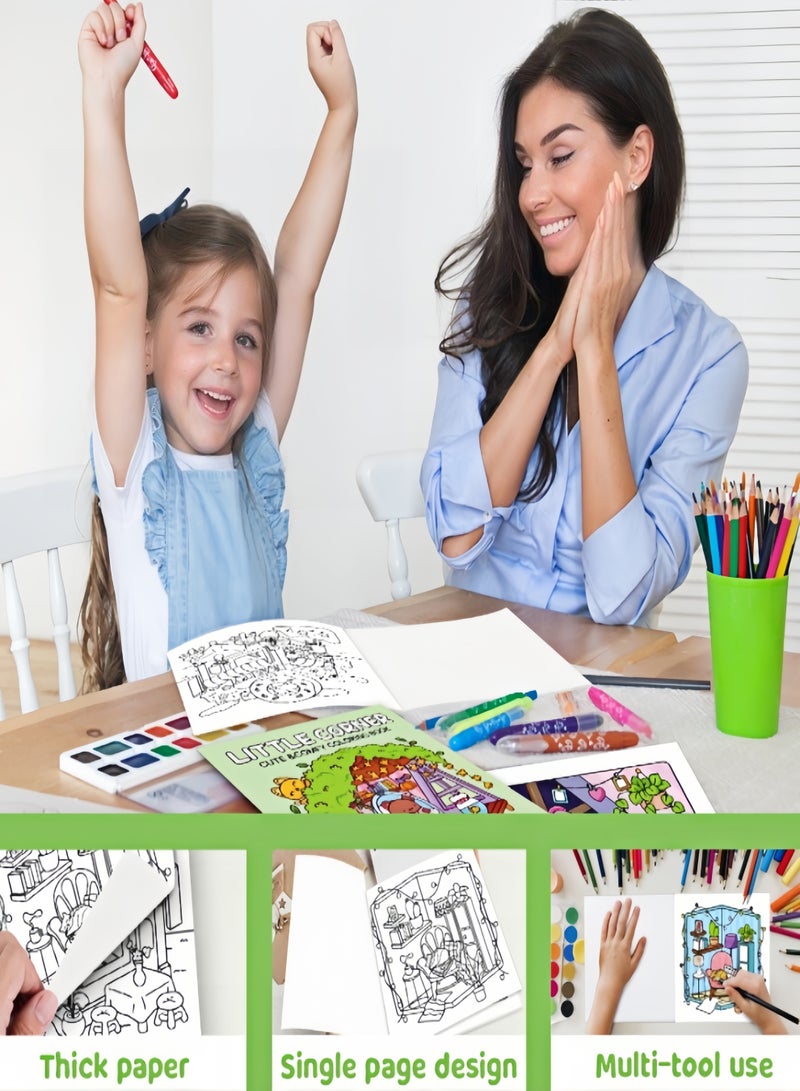 كيفن مجموعة هدايا كتب تلوين لطيفة ومريحة (4 كتب - 40 صفحة لكل كتاب) -كتاب تلوين للكبار والمراهقين - أنشطة يومية لطيفة ومريحة، رسوم تأملية | فن علاجي مُهدئ للقلق، مجموعة مساحات مريحة (تلوين) - Image 3