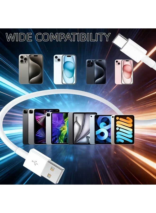 كابل شحن USB إلى Type-C سريع بطول 1 متر | كابل نقل بيانات ومزامنة عالي السرعة لهواتف Samsung وHuawei وXiaomi وRedmi وOPPO وVivo وOnePlus وآيفون 15/16 | كابل شحن USB-C متين | أبيض - Image 3