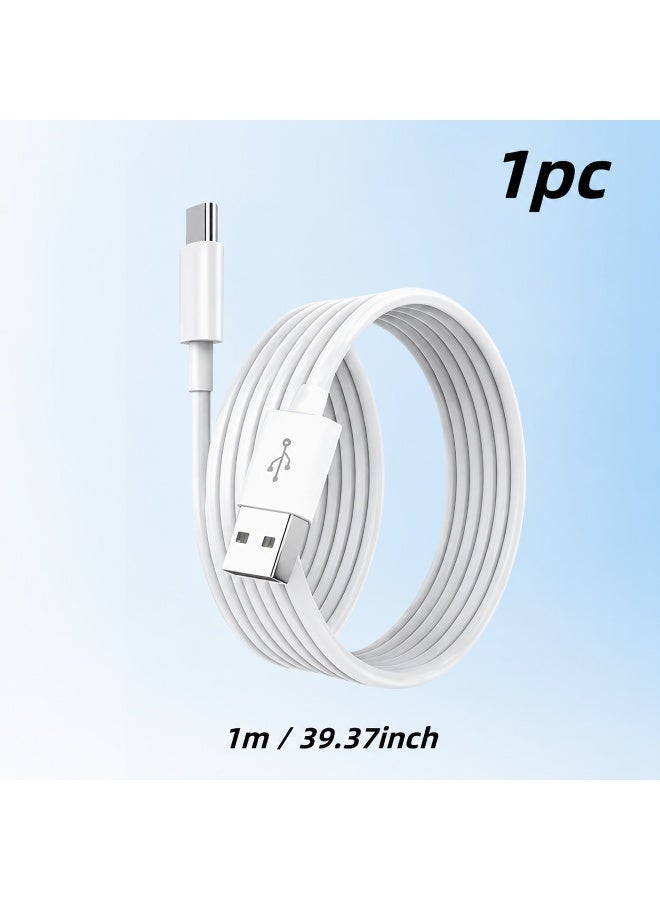 كابل شحن USB إلى Type-C سريع بطول 1 متر | كابل نقل بيانات ومزامنة عالي السرعة لهواتف Samsung وHuawei وXiaomi وRedmi وOPPO وVivo وOnePlus وآيفون 15/16 | كابل شحن USB-C متين | أبيض - Image 4
