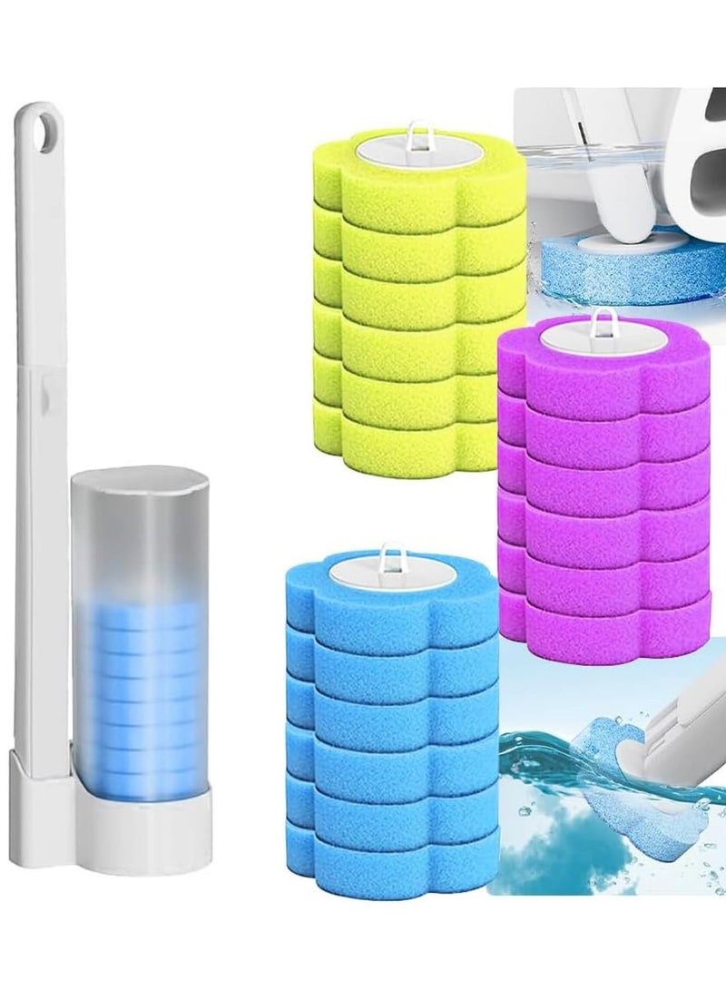 HOMESTAR Wall Mounted Disposable Toilet Brush Holder Set,Toilet Brushes Holders, Disposable Toilet Brush with Refills Wall Hanging PP Toilet Wand Kit for Bathroom Toilet Cleaning with 18 Spare Brush Heads - Image 1