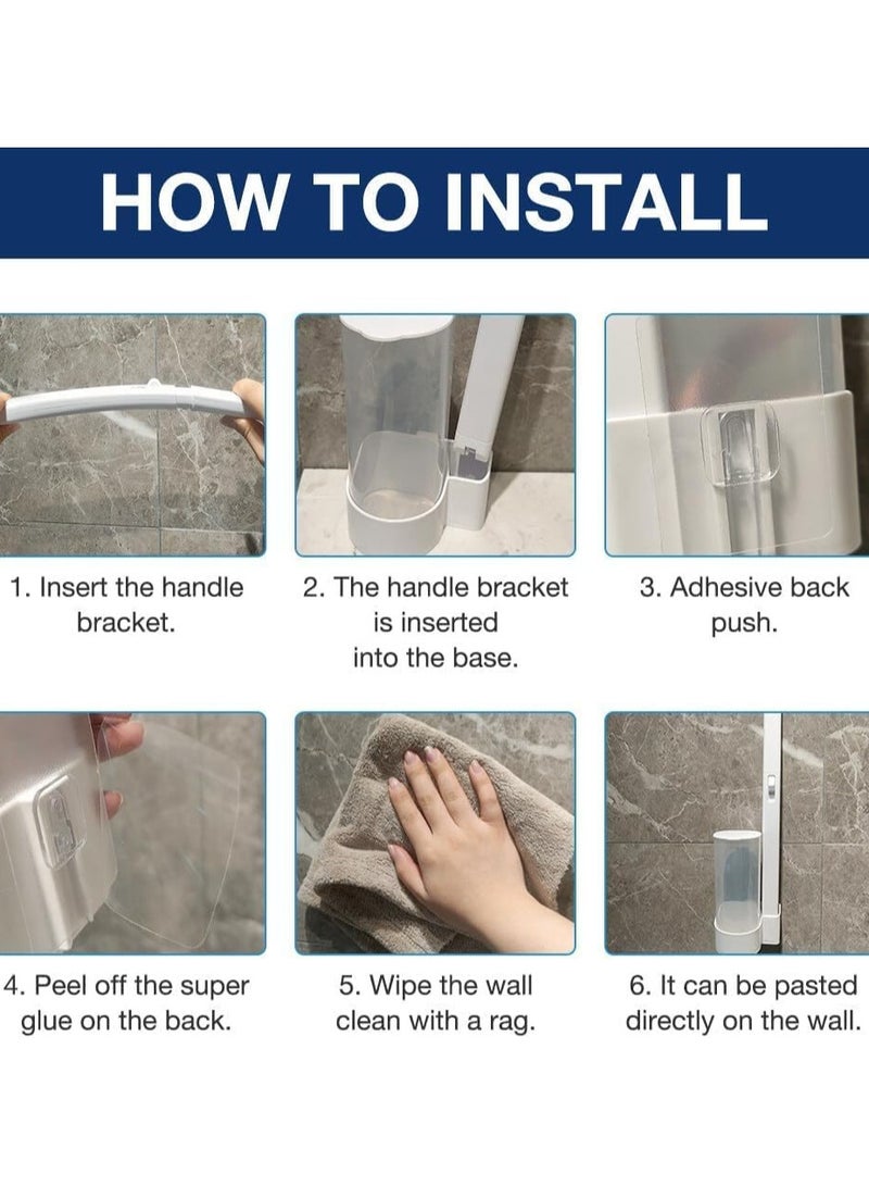 HOMESTAR Wall Mounted Disposable Toilet Brush Holder Set,Toilet Brushes Holders, Disposable Toilet Brush with Refills Wall Hanging PP Toilet Wand Kit for Bathroom Toilet Cleaning with 18 Spare Brush Heads - Image 4