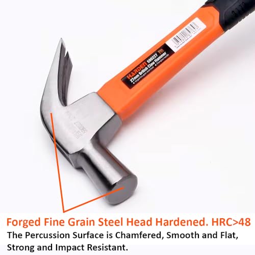 HARDEN 27mm British Claw Hammer With Fiberglass Handle Professional, Forged Fine Grain Steel Head Hardened. HRC>48-590227 - Image 2