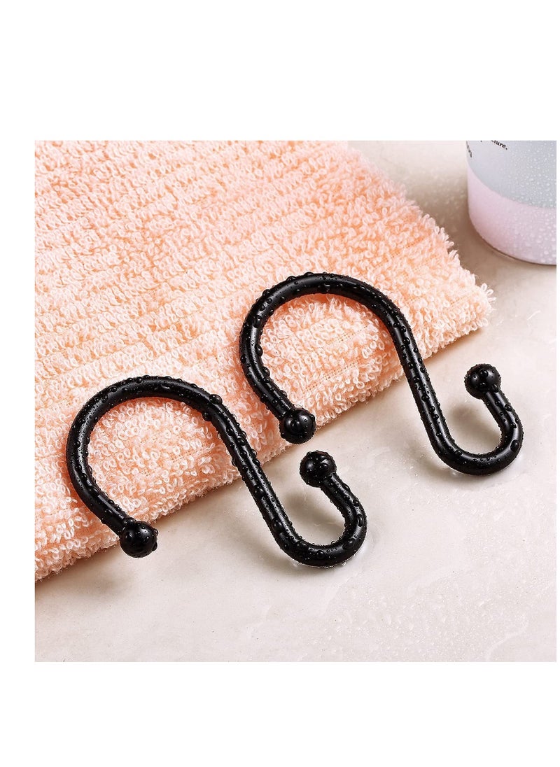 Black Shower Curtain Hooks, Metal Rust Resistant Shower Rings Decorative, S Shaped ​Hooks Hangers for Bathroom Curtains,Clothing,Towels(12 PCS)  - Image 4