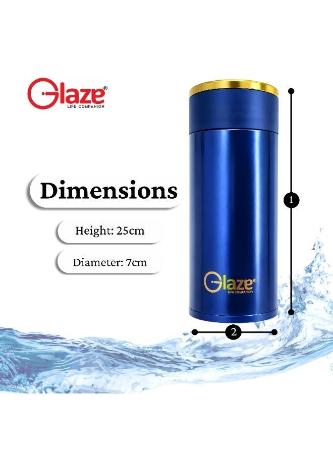 Glaze Water Bottle 304 Stainless Steel Vacuum Insulated Hot & Cold Leak-Proof 400ml Blue - Image 3