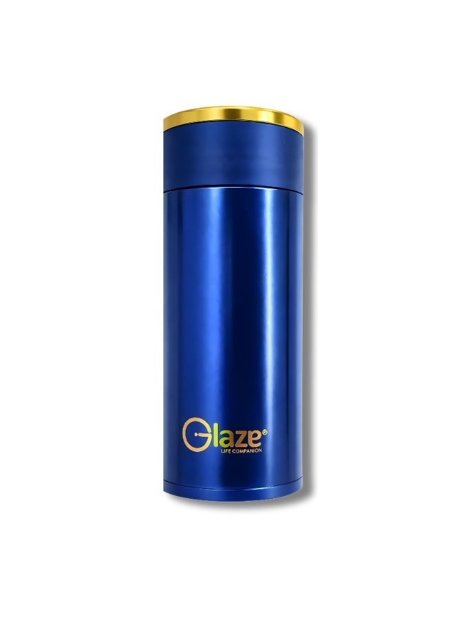 Glaze Water Bottle 304 Stainless Steel Vacuum Insulated Hot & Cold Leak-Proof 400ml Blue - Image 1