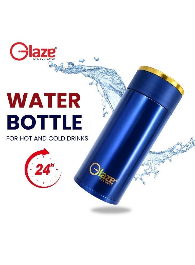 Glaze Water Bottle 304 Stainless Steel Vacuum Insulated Hot & Cold Leak-Proof 400ml Blue - Image 2
