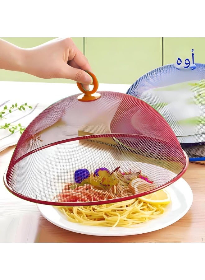 غطاء طعام شبكي معدني بقطر 30 سم - قبة واقية قابلة لإعادة الاستخدام لحماية الأطباق الساخنة والباردة من الذباب والحشرات - مثالي للمنزل والنزهات الخارجية وحفلات الشواء والحفلات، سهل التنظيف والتخزين - Image 2