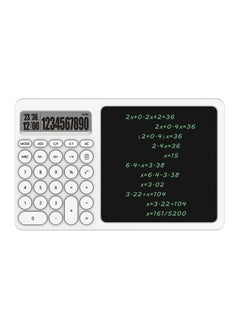 Basic Calculator With Writing Tablet Time Function LCD Display Desk With Erasable Handwriting Notepad For Office School And Home Business