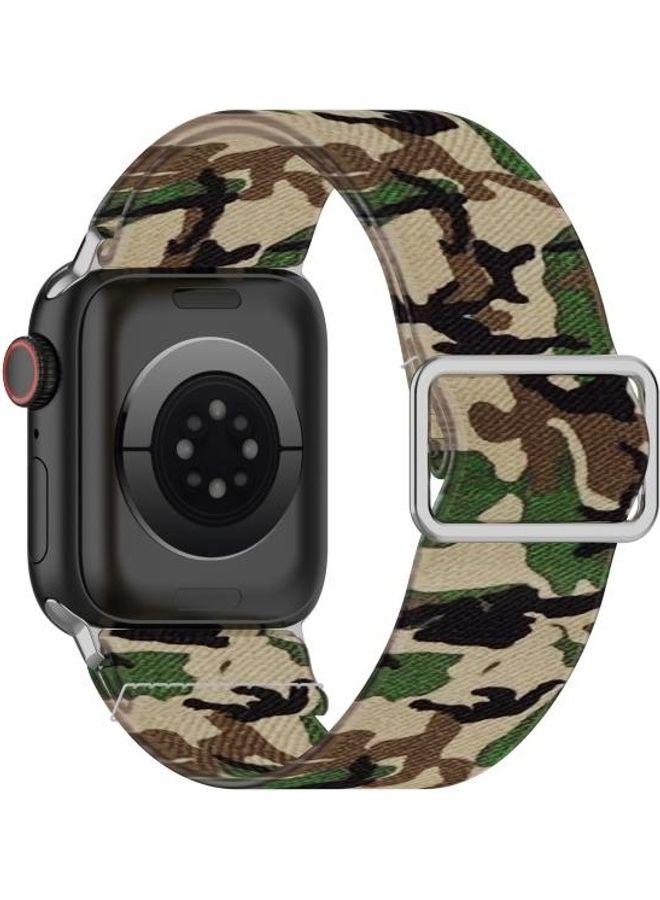 NIBEMINENT Ethnic Replacement Watchband For Apple Watch Series 1/2/3/4/5/6/7/SE 42-44-45mm Camouflage Green  - Image 3