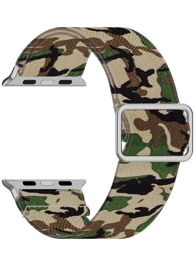 NIBEMINENT Ethnic Replacement Watchband For Apple Watch Series 1/2/3/4/5/6/7/SE 42-44-45mm Camouflage Green  - Image 1