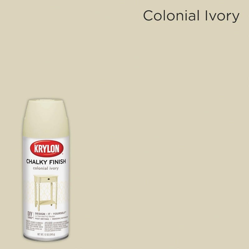 KRYLON كرايلون SW4108 العاج الاستعماري، طلاء رذاذ، تشطيب غير لامع، 12 أونصة (عبوة من 1) - Image 3