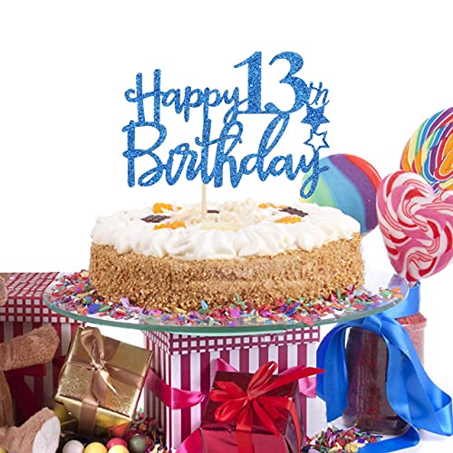 Festiko®Royal Blue Glitter Happy 13th Birthday Cake Topper - 13 Cake Topper - 13th Birthday Party Supplies - 13th Birthday Party Decorations - Image 5