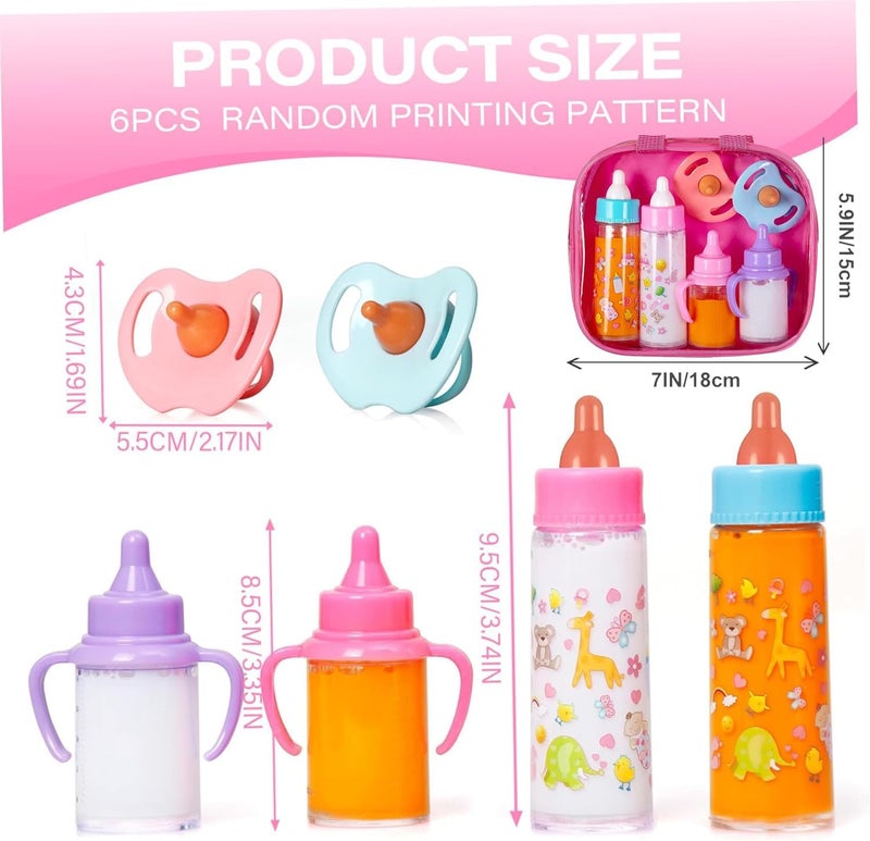 fash n kolor , My Sweet Baby Disappearing Doll Feeding Set | 4 Piece Doll Feeding Set for Toy Stroller | 2 Milk & Juice Bottles with Toy Pacifier, Age 3+ - Image 4