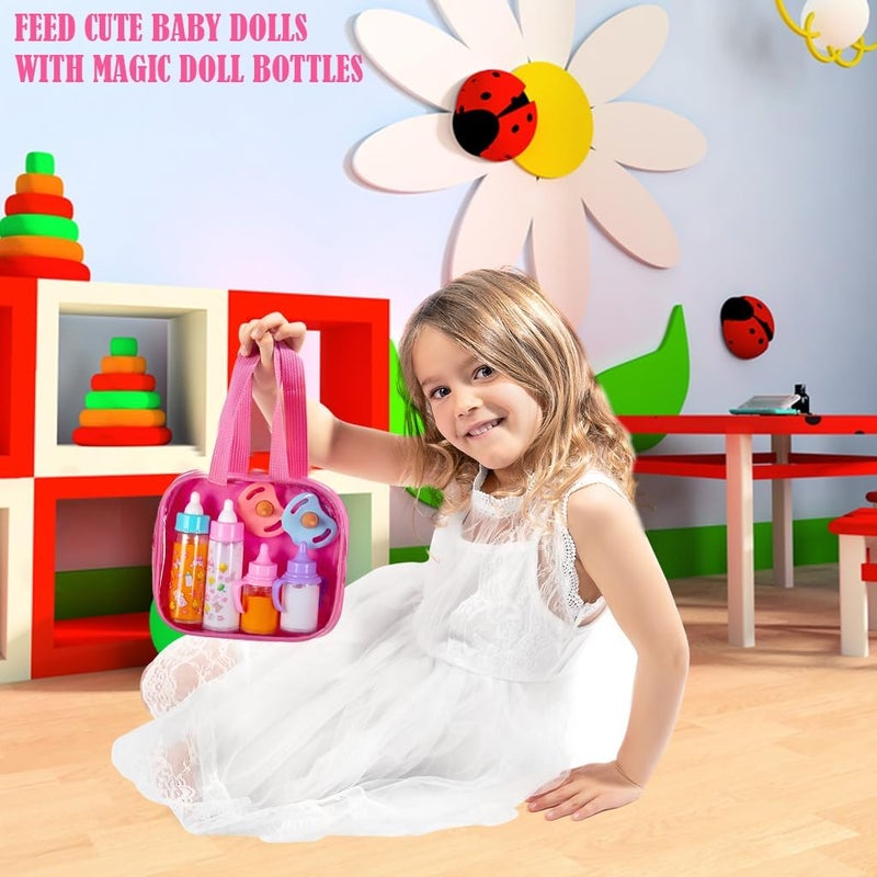fash n kolor , My Sweet Baby Disappearing Doll Feeding Set | 4 Piece Doll Feeding Set for Toy Stroller | 2 Milk & Juice Bottles with Toy Pacifier, Age 3+ - Image 3