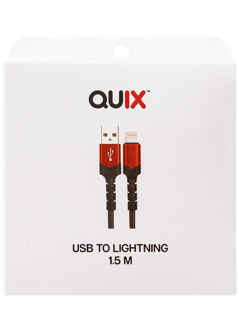 quix - Fast Charging and Data Transfer Cable Certified by Apple -  USB lightening Connector - Braided Reinforced Nylon Anti-Tangle  Charging Port Made of Aluminum for Highly Resistant Phones - Image 1