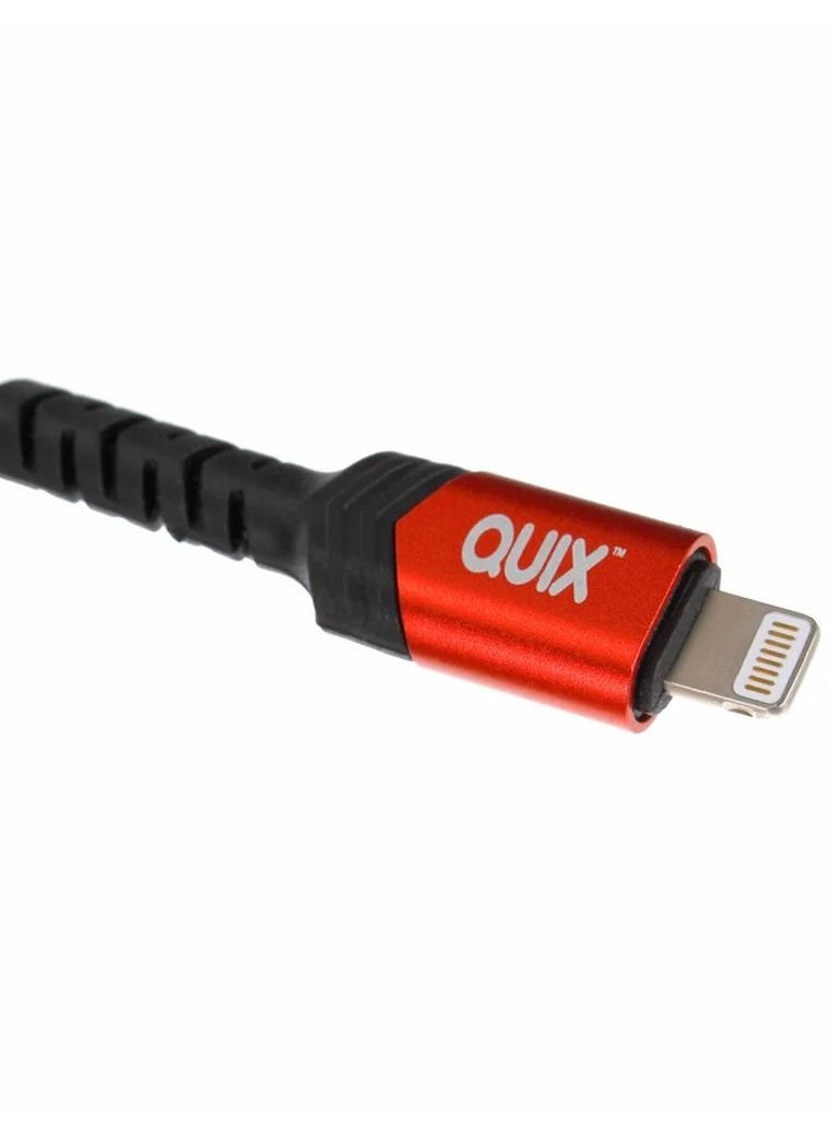 quix - Fast Charging and Data Transfer Cable Certified by Apple -  USB lightening Connector - Braided Reinforced Nylon Anti-Tangle  Charging Port Made of Aluminum for Highly Resistant Phones - Image 1