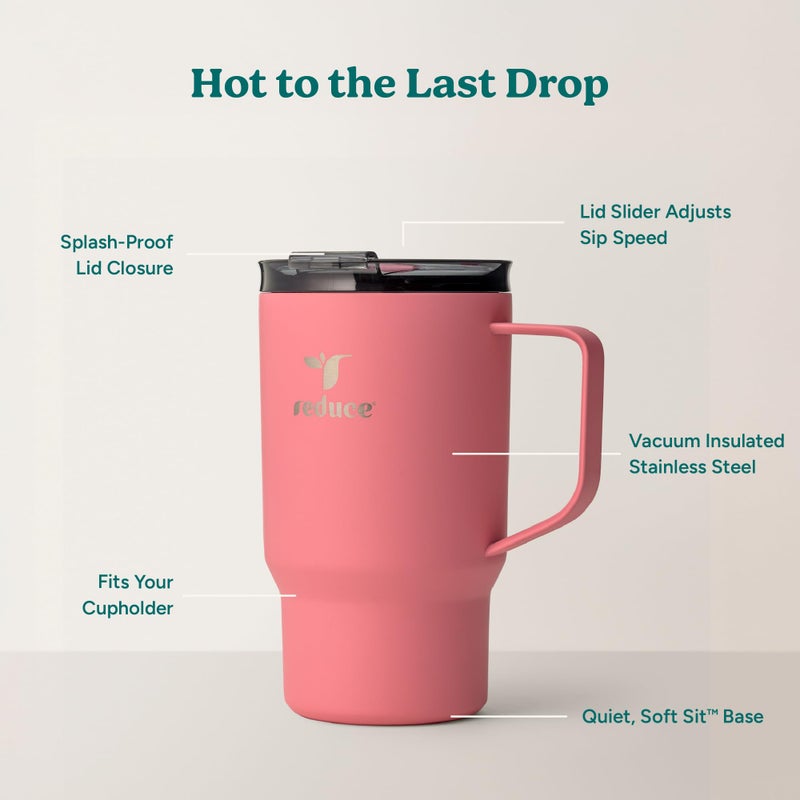 REDUCE Hot1 18 oz Hot1 Stainless Steel Insulated Mug with Temperature Adjusting Lid - Dual-Wall Vacuum, Cupholder Friendly - Keeps Drinks Hot for 6 Hours - Ideal for Coffee, Tea & Other - Baked Clay - Image 4