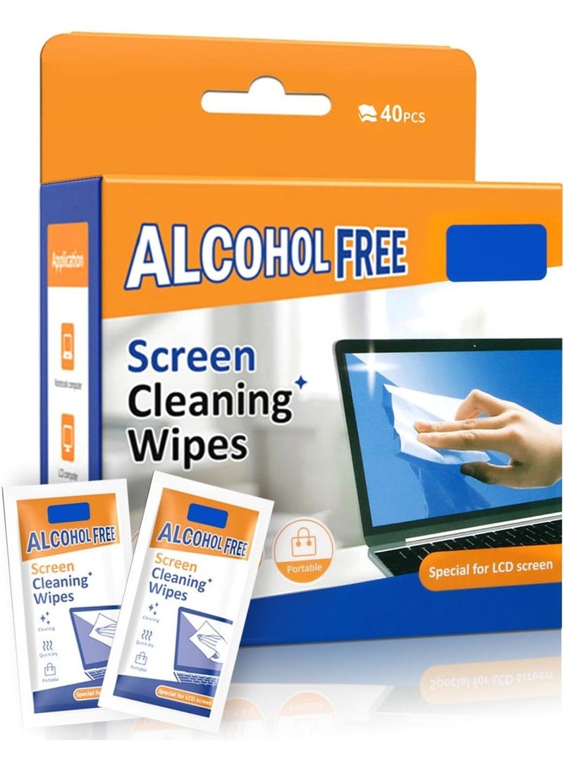 Necomi Screen & Electronic Cleaning Wipes，Pre-Moistened Individual Wrapped (12 x20cm) TV Screen Cleaner, Computer Monitor, Laptop, Lens Camera Sunglass Wipes ，Sracth-Free Streak-Free，40 Pack Visit the Necomi Store - Image 1