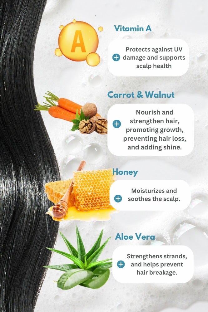 أبيس شامبو عضوي بعد التعرض لأشعة الشمس 2 في 1 - منظف للشعر والجسم بخلاصة الجزر والعسل والصبار وزيت قشر الجوز - يصلح الشعر المجعد والجاف والهش - يهدئ ويرطب وينظف فروة الرأس - 2 × 250 مل - Image 5