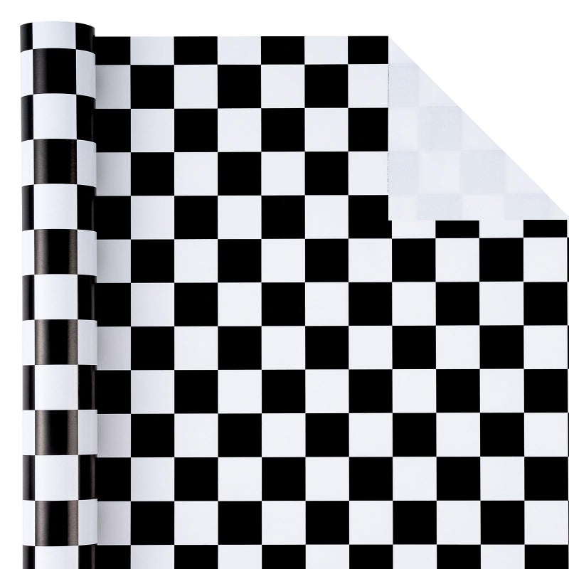 WRAPAHOLIC Checkered Flag Wrapping Paper Roll - 17 Inch x 16.5 Feet - Race Car Wrapping Paper for Kids Birthday, Girls Boys Birthday, Baby Shower - Image 2