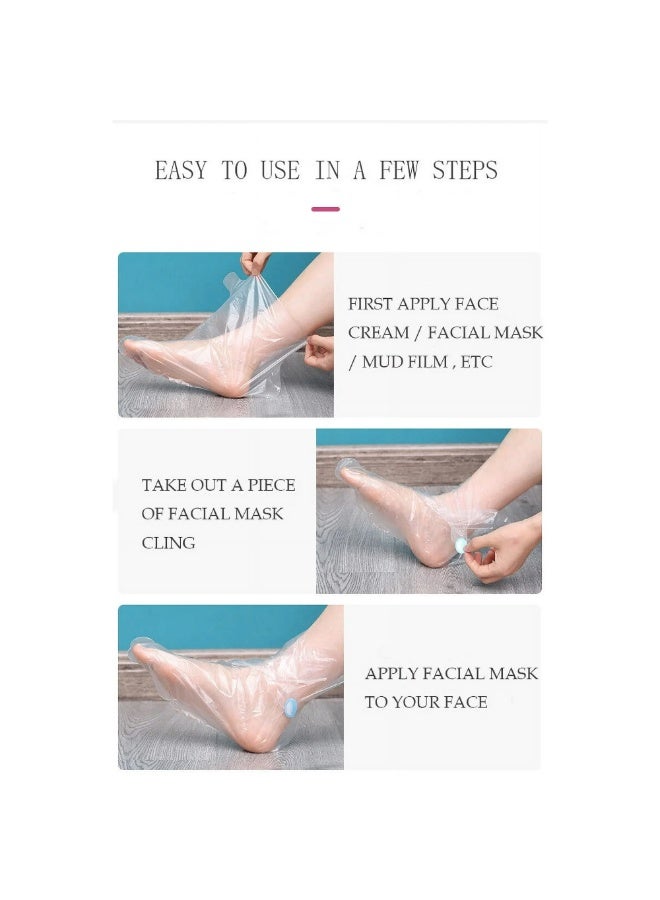 ABJ 100 Piece Clear Plastic Disposable Booties with Sticker Paraffin Wax Foot Bath Liners Feet Protectors Covers Foot Spa Socks Thermal Therapy Feet Covers Bags - Image 2