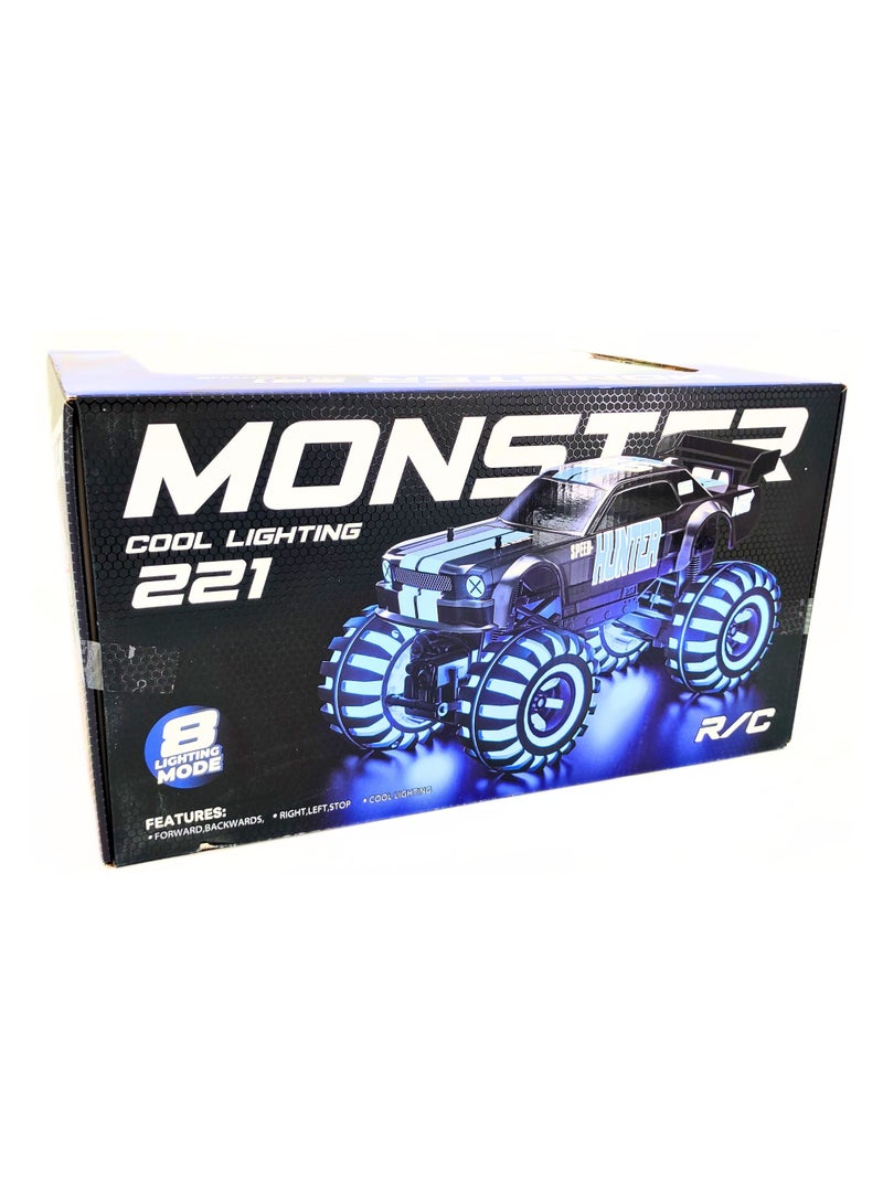 Monster 1:10 Scale Orange Remote Control Monster Truck with 8 Lighting Modes, Rechargeable Battery, and Full Functionality for Kids and Adults - Image 4