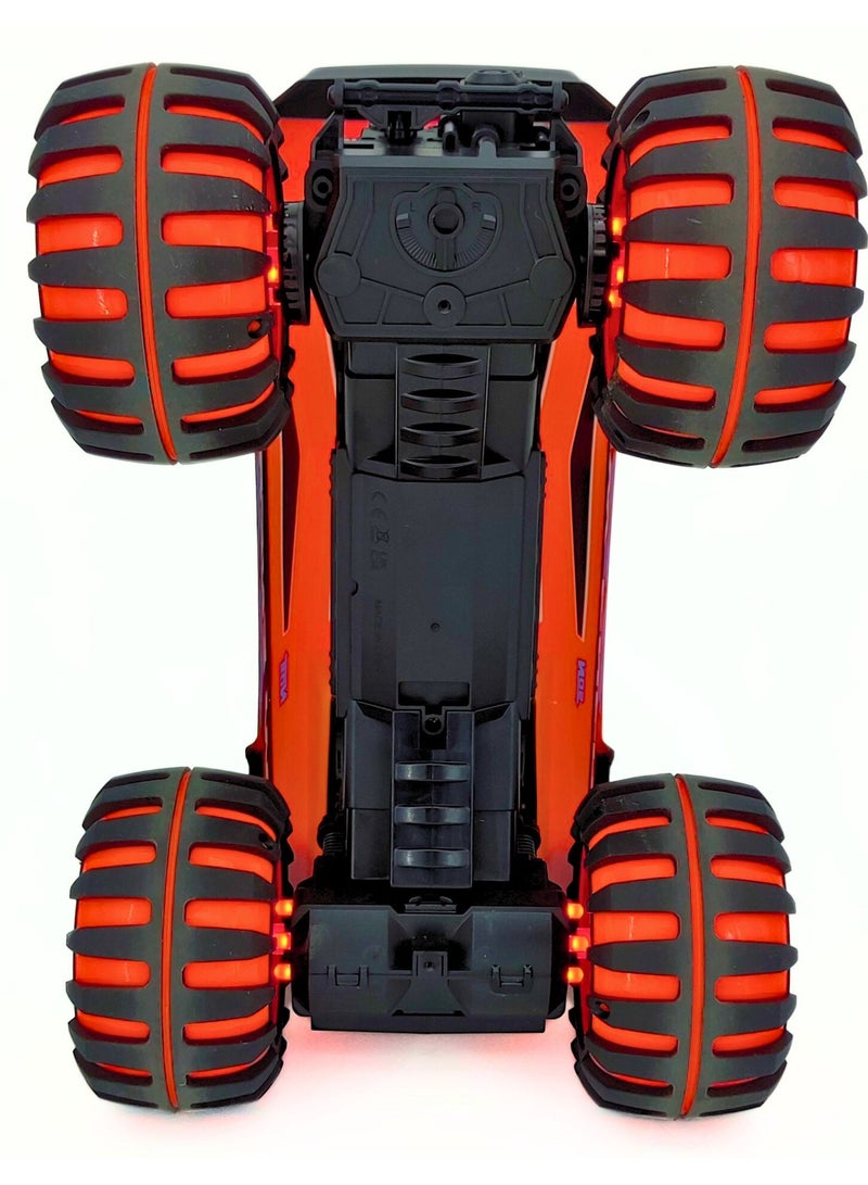 Monster 1:10 Scale Orange Remote Control Monster Truck with 8 Lighting Modes, Rechargeable Battery, and Full Functionality for Kids and Adults - Image 5