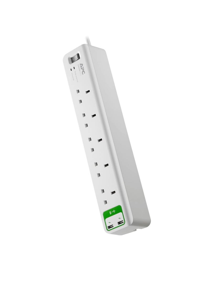 APC APC Essential Surge Arrest 5 Outlets with 5V 2.4 A 2 Port USB Charger 230 V UK  - Image 2